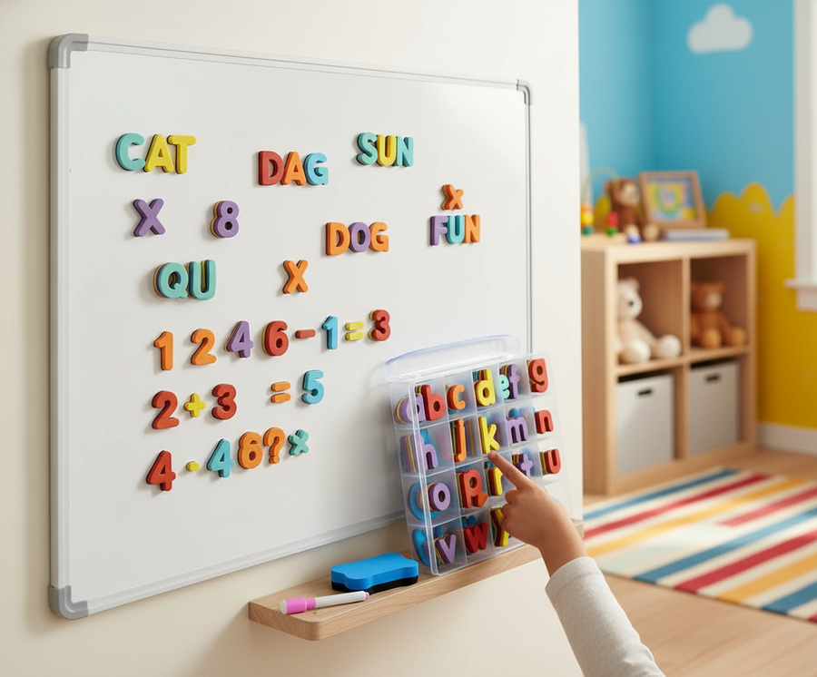 5 spelling games to play with magnetic letters tonight