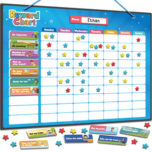 Magnetic Reward Chart for Kids – 300 Stars, 80+ Tasks