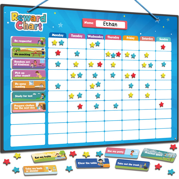 Magnetic Reward Chart for Kids – 300 Stars, 80+ Tasks