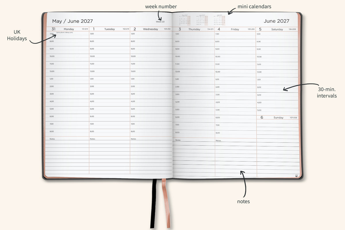 Week View 2020 Premium Academic Diary 2026-2027 Week to View – Smart Panda